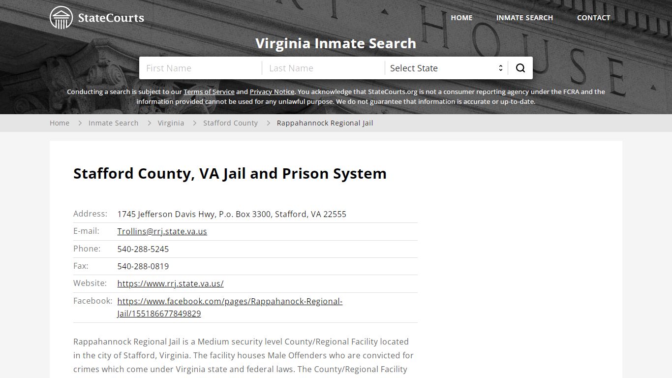 Stafford County, VA Jail and Prison System - State Courts