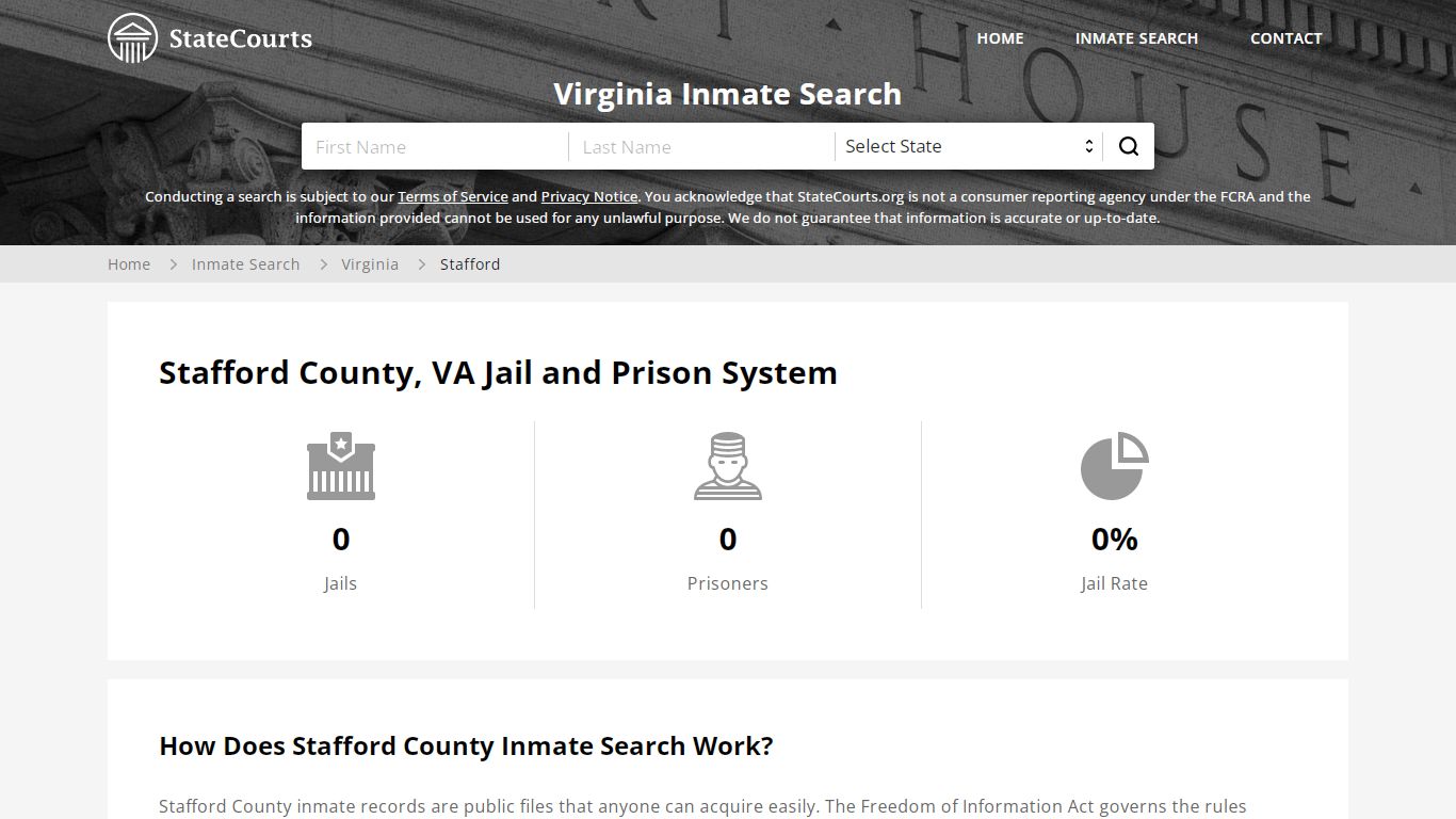 Stafford County, VA Inmate Search - StateCourts
