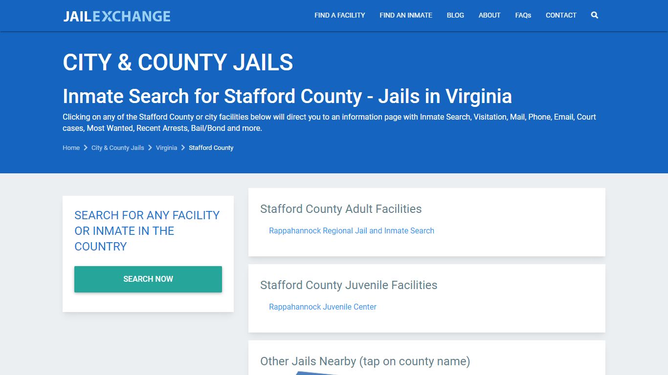 Inmate Search for Stafford County | Jails in Virginia - JAIL EXCHANGE
